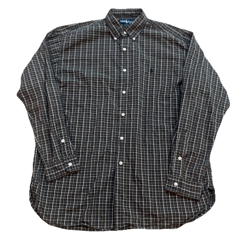 Ralph Lauren McMeel Shirt Men's‎ Large Brown Plaid Long Sleeve